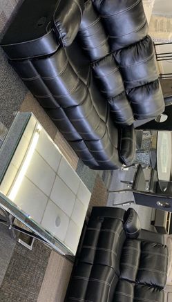 Samuel Black 3-Piece Reclining Living Room Set -Sofa and Loveseat