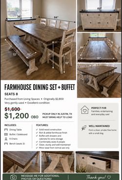 Farmhouse Dinning Set and Buffet