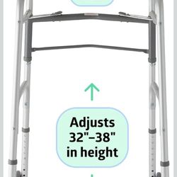Lightweight Two Button Folding Walker with 5" Wheels, Aluminum Frame Supports up to 300 lbs
