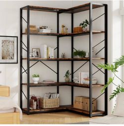 Corner Bookshelf with Metal Frame