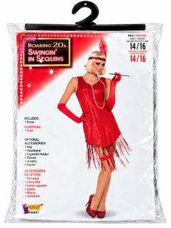 Roaring 20s Flapper Halloween Costume Dress Red Size 14/16