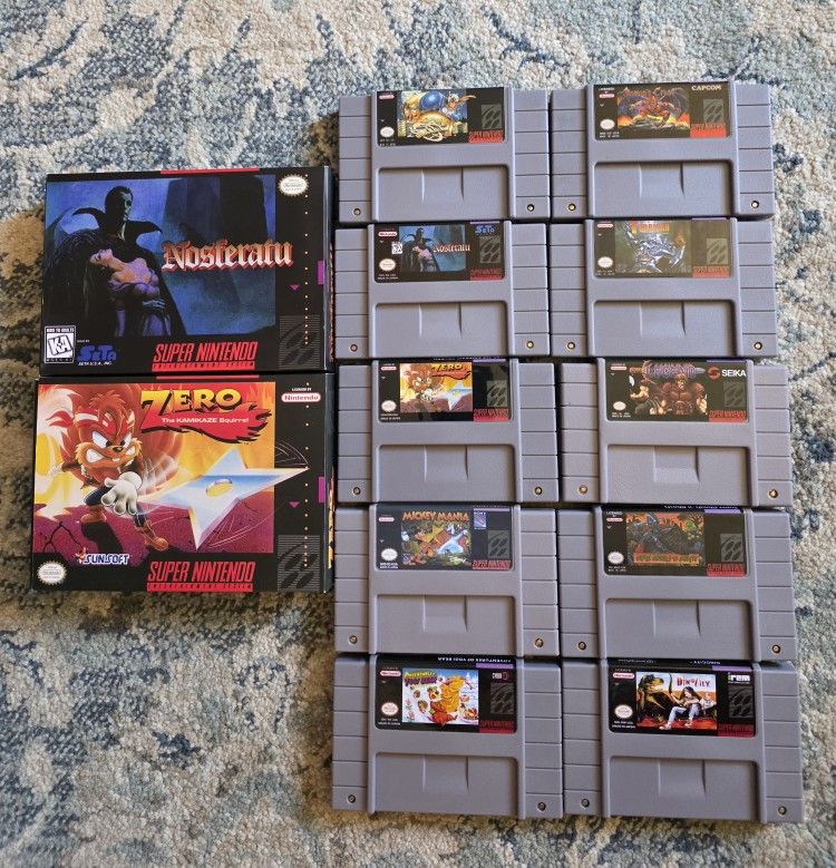 Lot Of 10 Nintendo SNES Games, 2 Boxes. Super Nintendo.**READ**