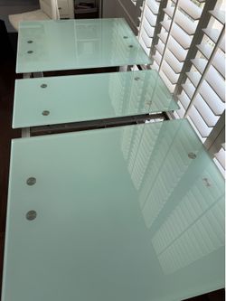 FREE Beautiful Glass Table Desk Adjustable Length No Chips or Signs of Wear