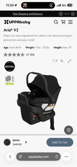 NEW UPPAbaby Aria V2 Infant Car Seat