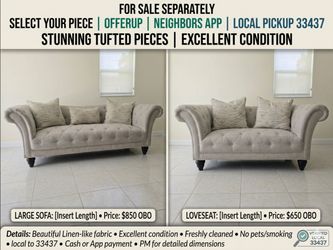 Sofa & Loveseat Set – Elegant, Clean, Like New