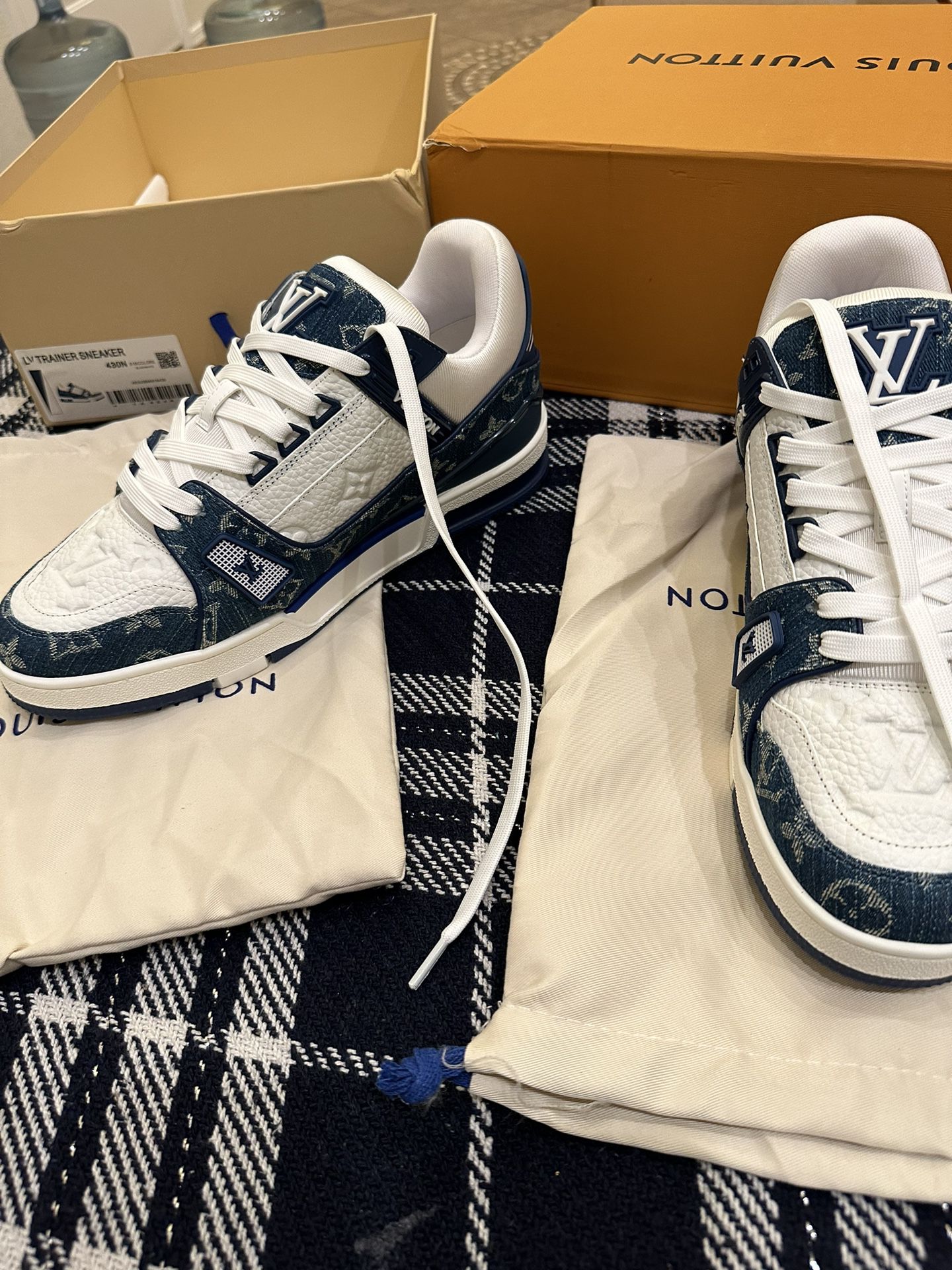 White And Blue Brand New LV Sneakers Size 10 Available 