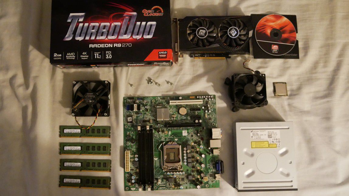 Computer parts (old stuff) Raedon 270 GPU,I5 650 CPU, Sound card, etc.