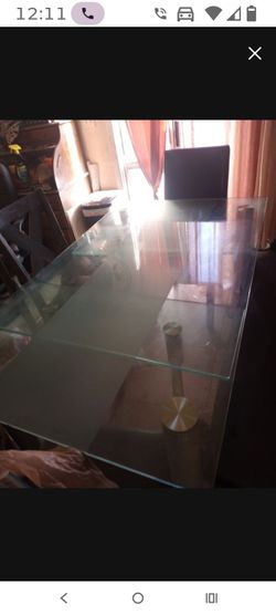 Glass Top Dining Table with Metal Legs