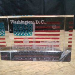 Mini 3D DC Flag Laser Paperweight.