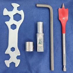 Mixed Lot 10mm, 17/32 Deep Sockets Multi Wrench Long tempered 6mm Allen Key Spade Bit