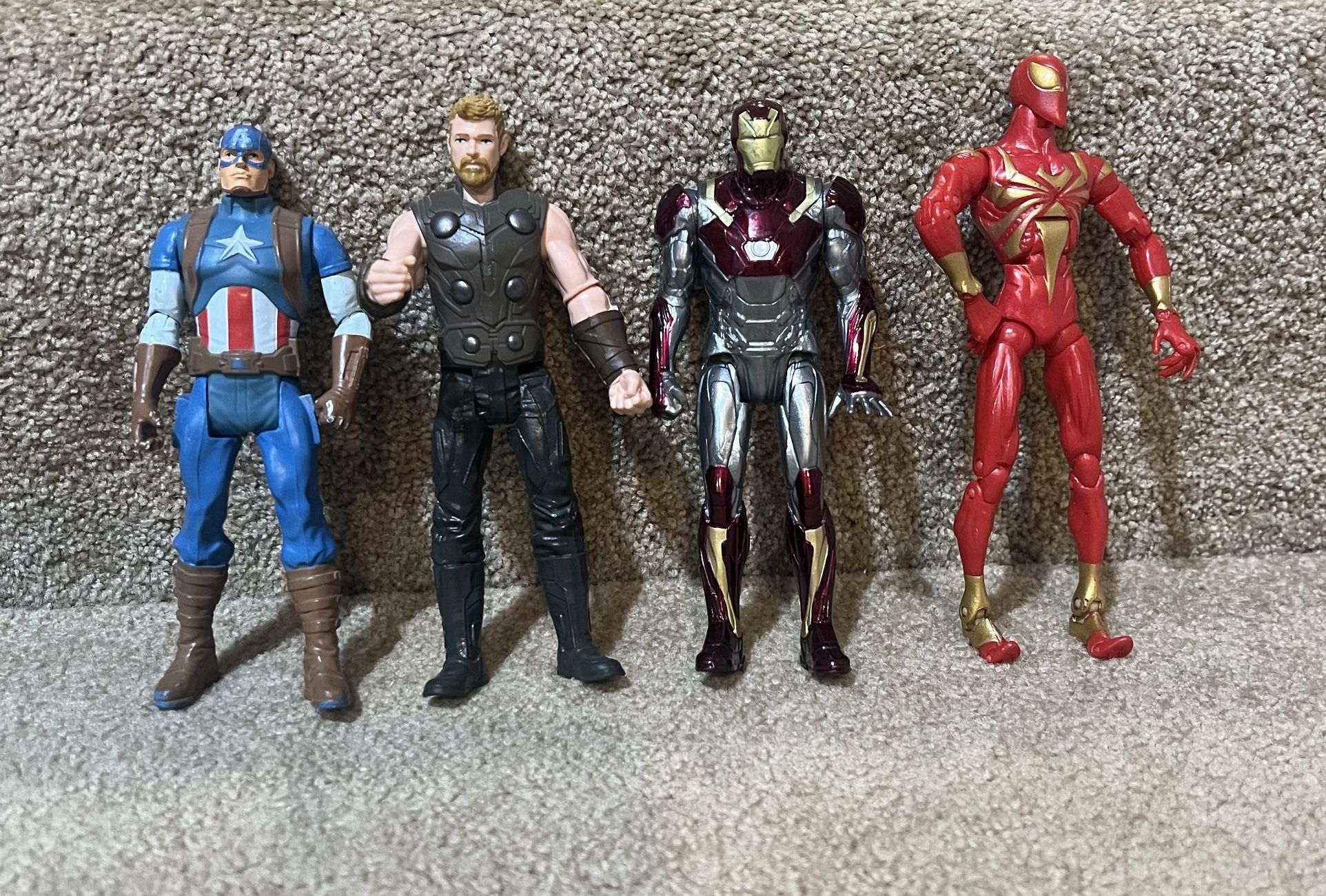 Marvel Iron Spiderman Ironman Captain America Thor Action Figure 6 Inch lot of 4