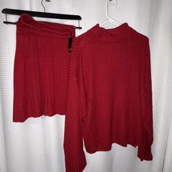 Red Two-piece Sweater/Skirt Set -3x