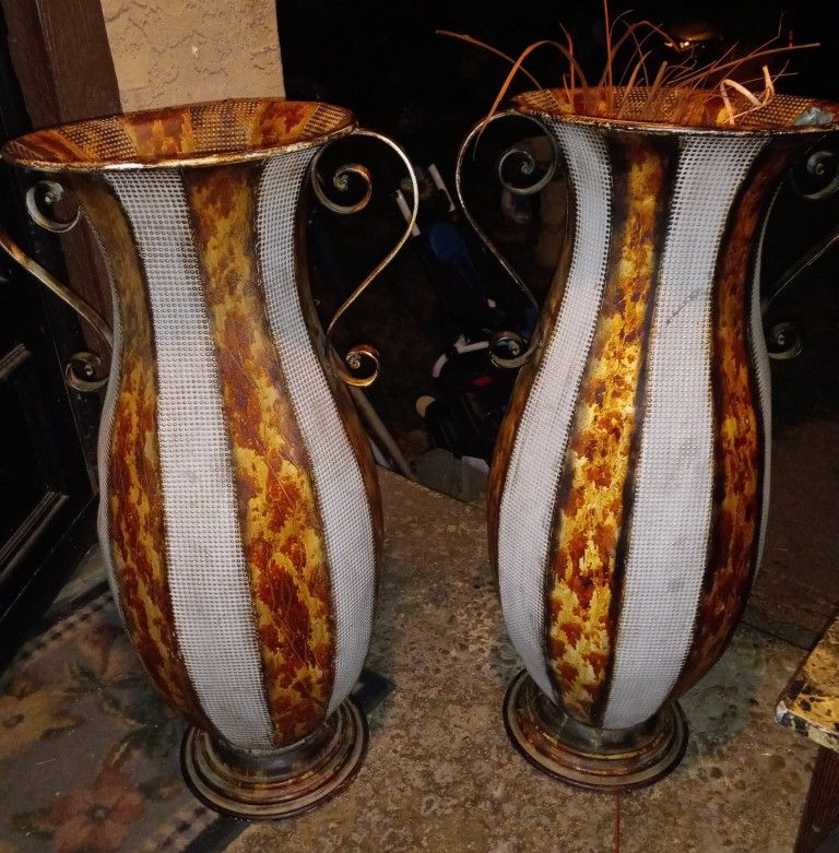 I Have 2. 26" Tall Metal Floor Vase w/Handles