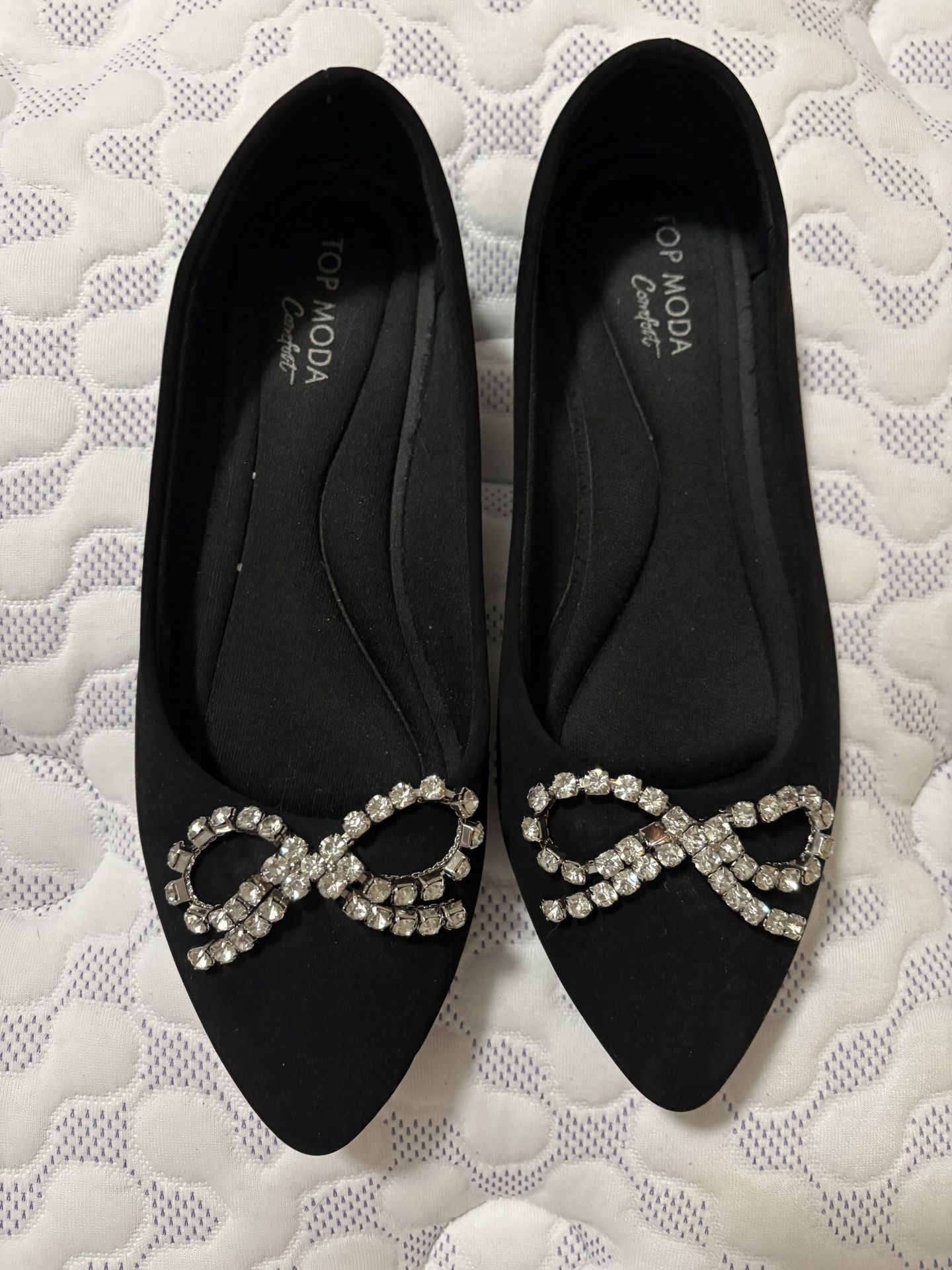 Black Jeweled Bow Flats (8)