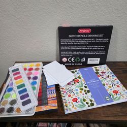 Small Artists Lot Most New Pencils Sketchbook Watercolor Gouache  Mini Canvases