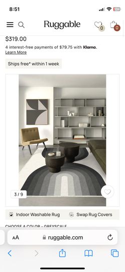 ruggable 8’ x 10’ Absida Greyscale Rug mcm mid-century modern rainbow arch pattern retail $319 rug