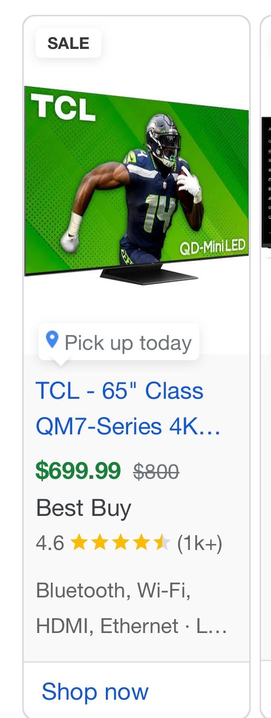 TCL QM7-Series 65” 4K 120hz