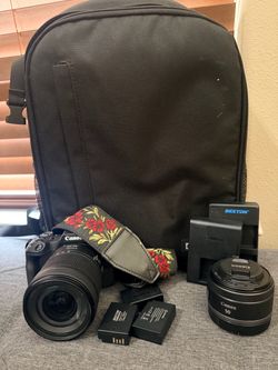 Canon EOS R50 Camera Bundle – RF 24-105mm & RF 50mm f/1.8 + Batteries, Chargers & Bag