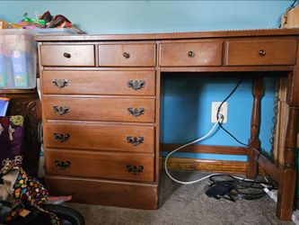 Vintage Wood Desk with Drawers