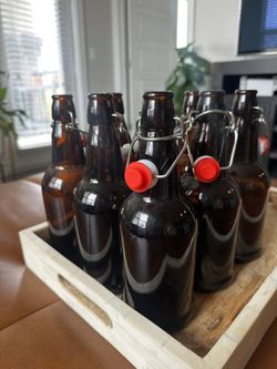 16 oz Flip Top Amber Glass Bottles – Home Brewing / Kombucha