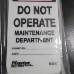 6-Pack of Master Lock Safety Series S4017 Do Not Operate Maintenance Tags-lock o