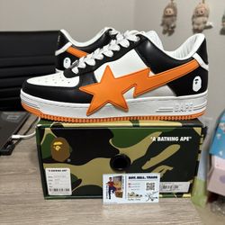 Size 9.5 - BAPE A Bathing Ape Bape Sta OS #2 M2 Black Orange