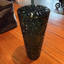 Starbucks 2026 Spring Dark Green Diamond Gem Jeweled Cold Cup Tumbler wicked