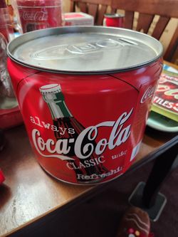1999 Always Coca Cola Drinking Glasses. Set of 4 in a Coca Cola tin with lid