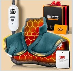 Brand New Graphene-Infused Instant Heating Pad with 3M Thinsulate, Ergonomic Weighted Heating Pad for Neck and Shoulders and Back, Heated Neck