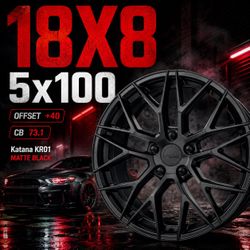 🔥 18X8 KATANA KR01 Matte Black Wheels 🔥