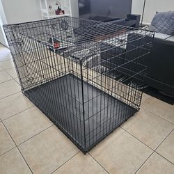 Foldable Large Metal Wire Dog Cage with Bottom Tray