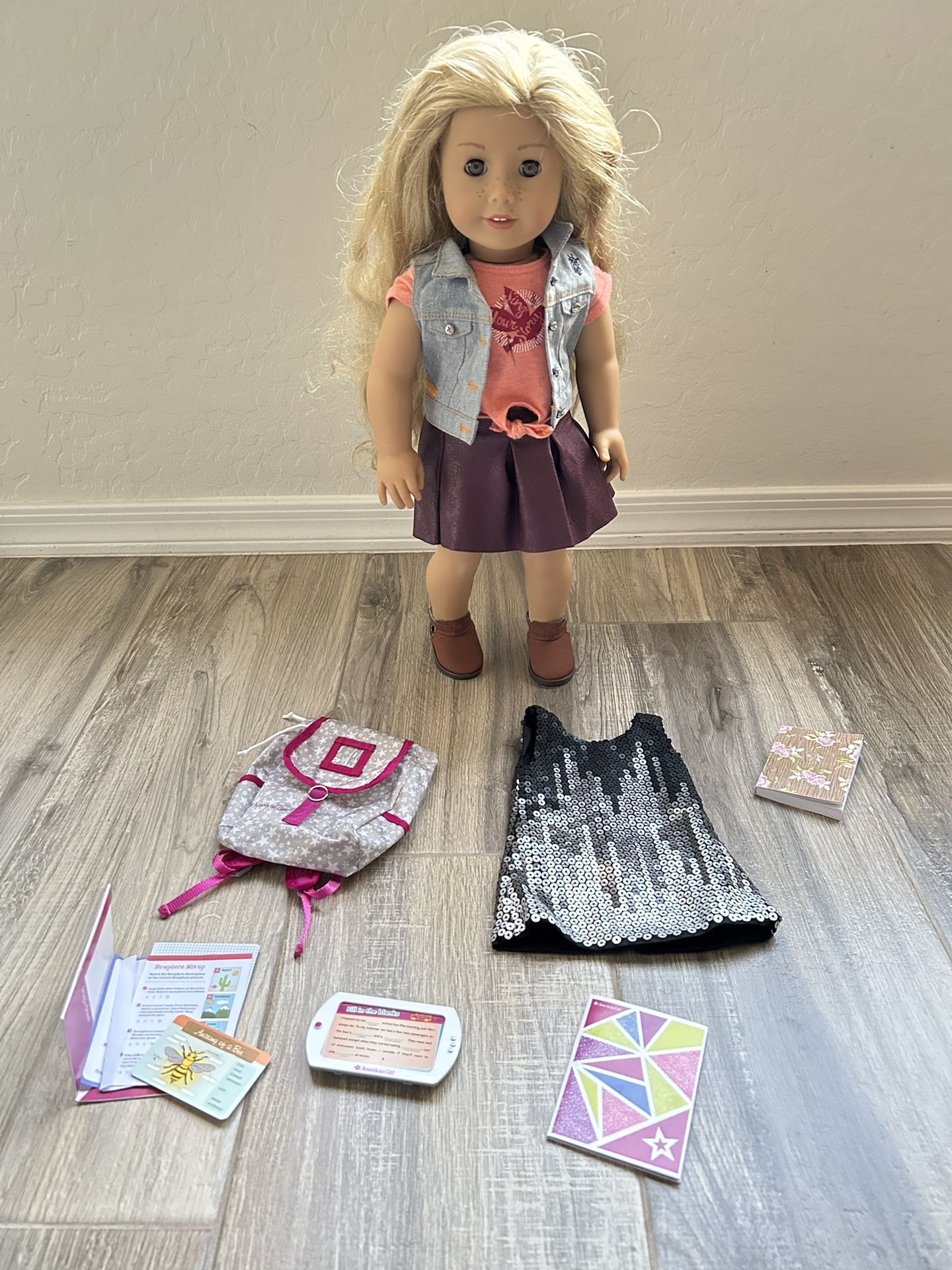 American Girl Tenney 18” Doll With Extra Outfit & Accessories