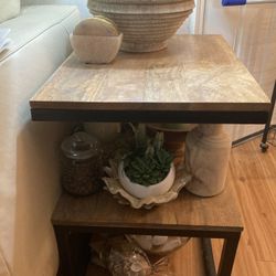 Set Of 2 Solid Wood End Tables 