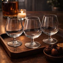 Luminarc France 1970s Brandy Snifter Glasses Set of 3, 2.5x4.5”