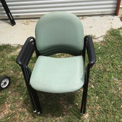 Green Vinyl stacking chairs, $15 each