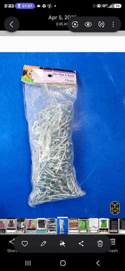 Hartz Tie-Out Chain With Center Swivel And Swivel Snaps Silver 20’ Long