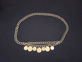 Vtg Gold Tone Coin Belt 43" End To End Adjustable Republique Francaise