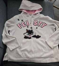 Looney Tunes Jerry Leigh FEISTY Pullover Hoodie Sweatshirt Size 1X Penelope Cat
