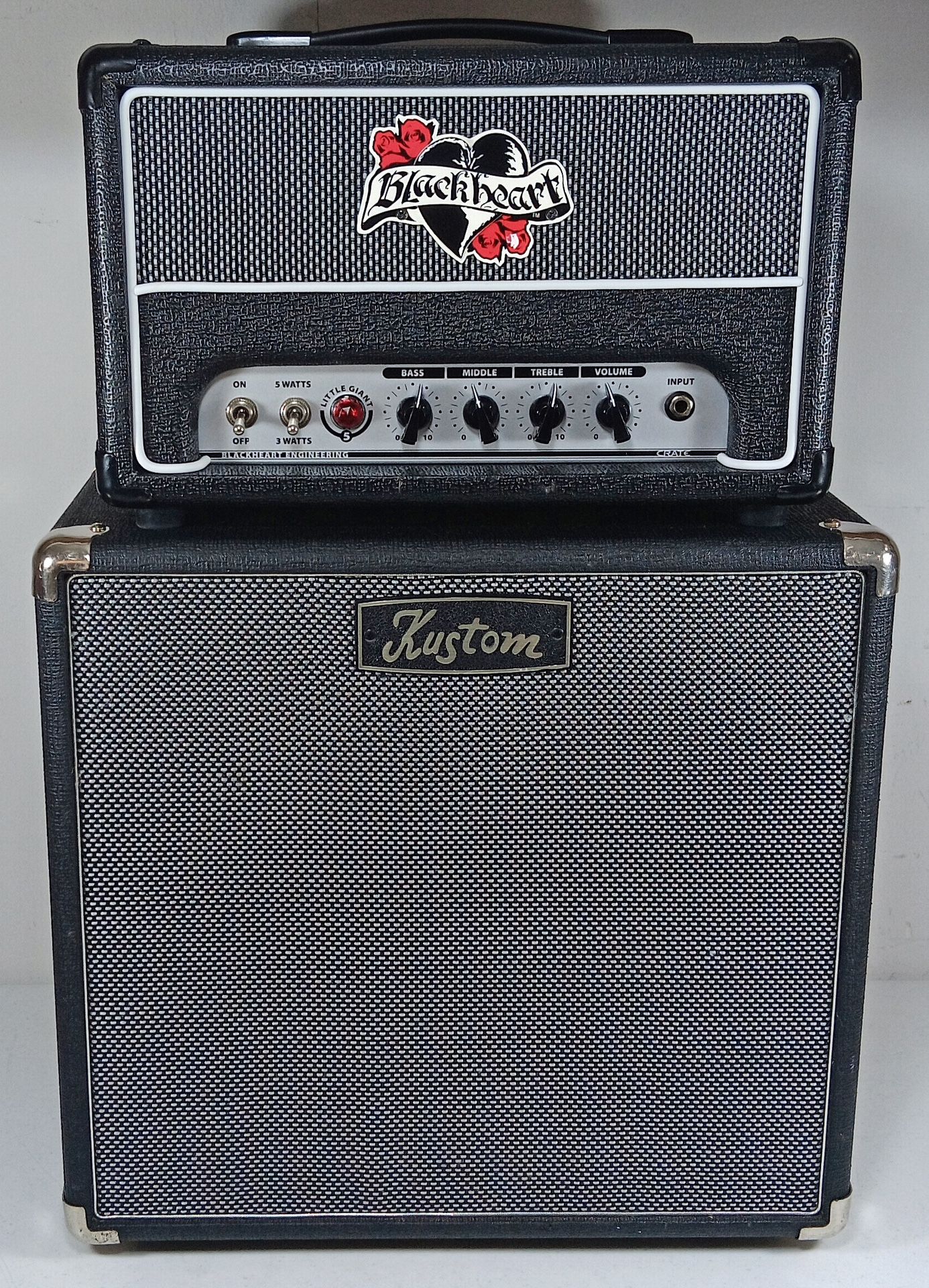 Black heart Little Giant 5 Head and Kustom Defender 112 Speaker