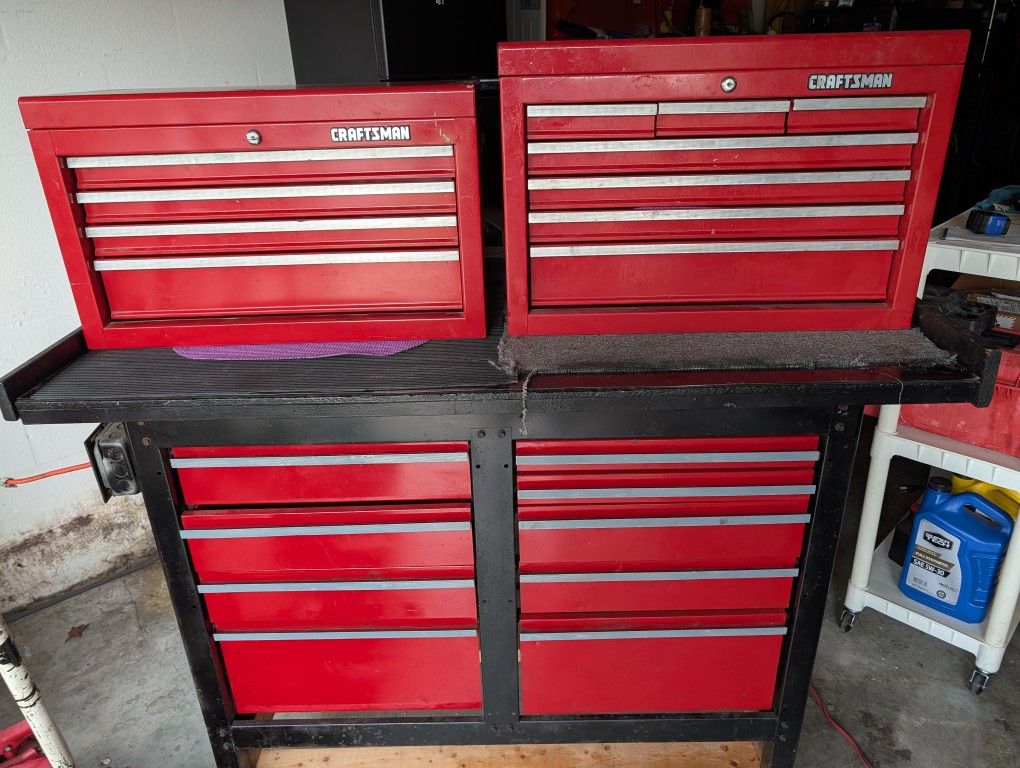 Craftsman Work Bench And Two Top Boxes