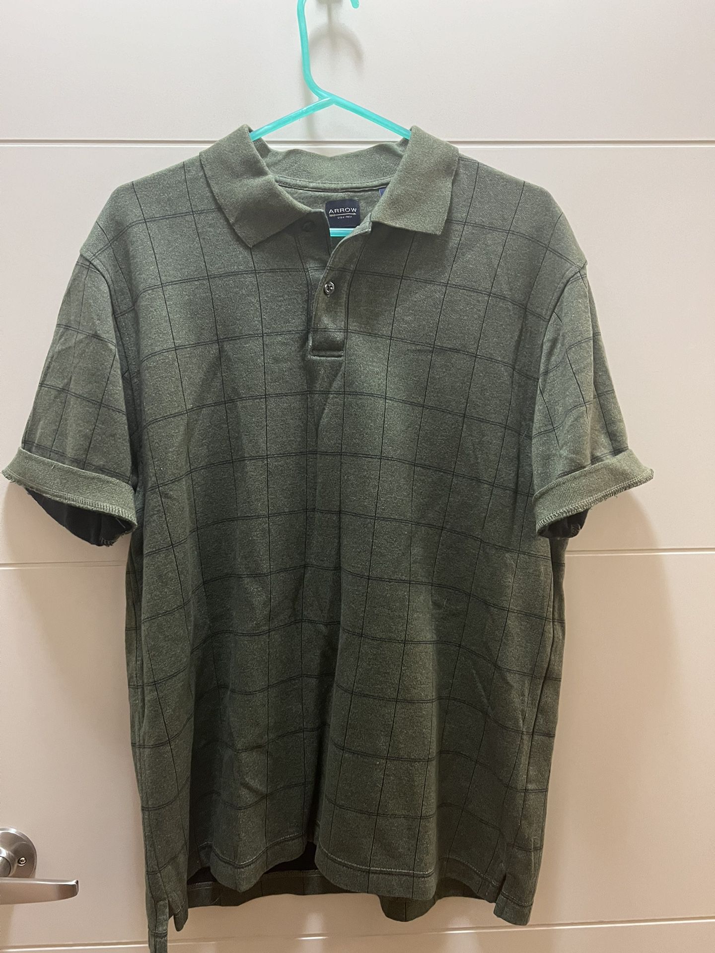Arrow Shirt- Men’s Large- Button Up- Green Plaid