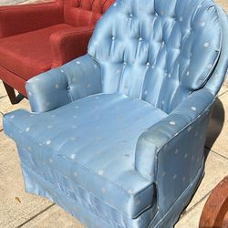 Beautiful, blue tufted rocker chair