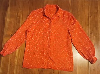 Women's Red Floral Buttoned Blouse Size S