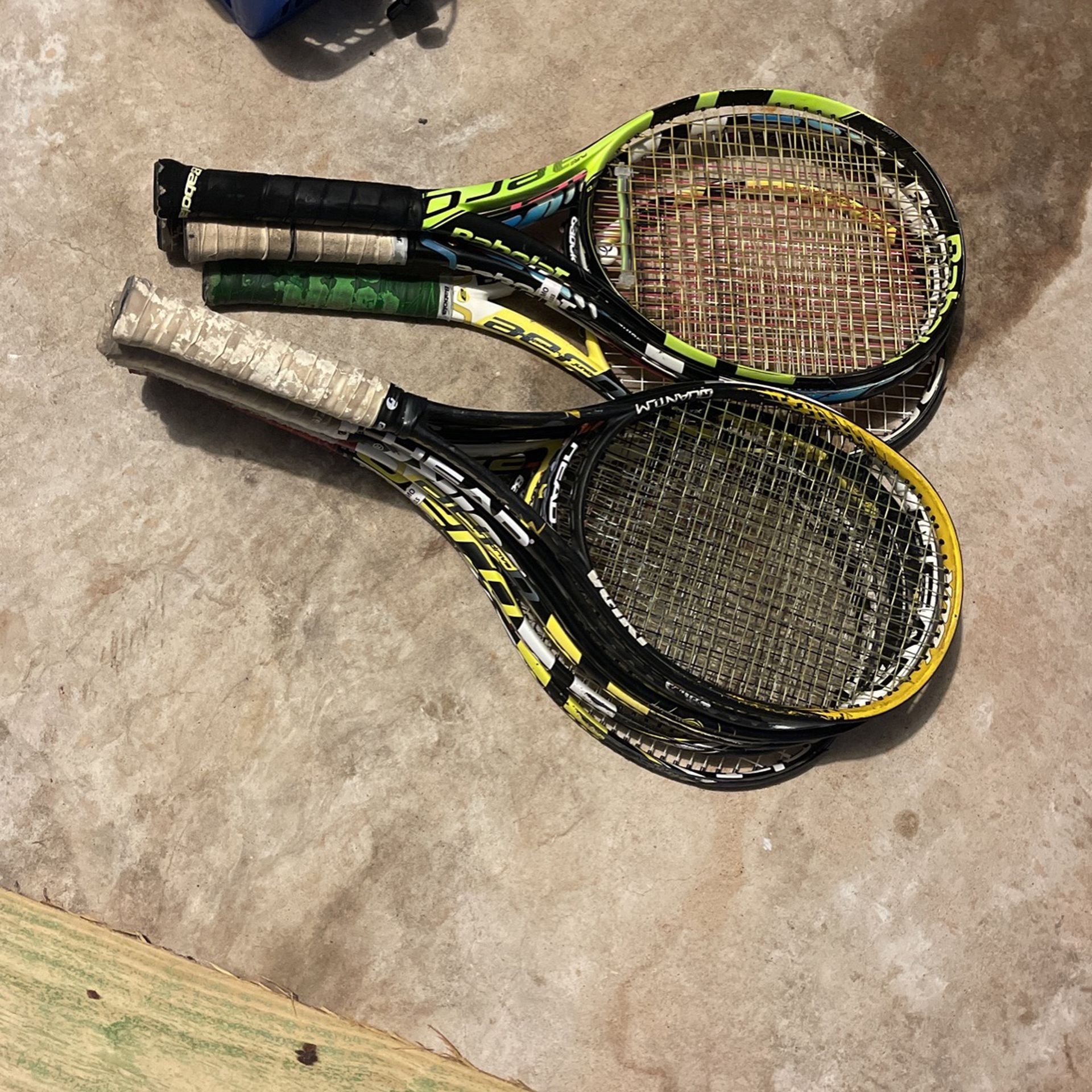 Tennis Rackets (7 Rackets Total) Babolat, Various Colors, Adult Size