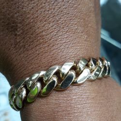 14k gold Cuban link bracelet hand made 67.4 grams 12 mm