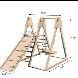 Assembled New 4-in-1 Indoor Play Gym Foldable Climbing Set w/Adjustable Swing & Secret Base Playgr