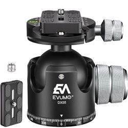 EVUMO DX55 Ball Head, 55mm Low Profile Heavy Duty Tripod Ball Head, Panoramic Ball Head Mount