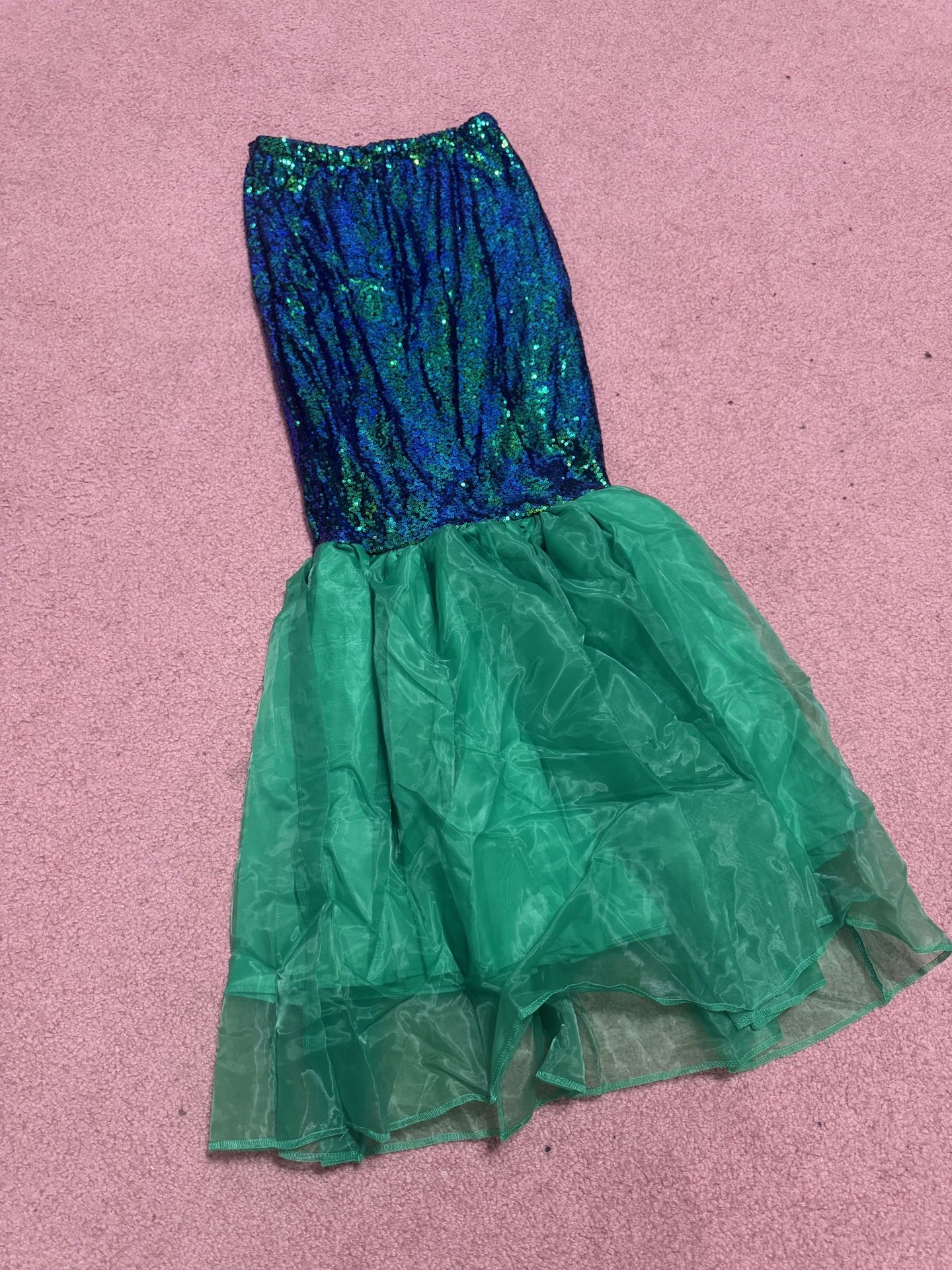 New small green mermaid sequin skirt costume festival rave outfit tail stretchy