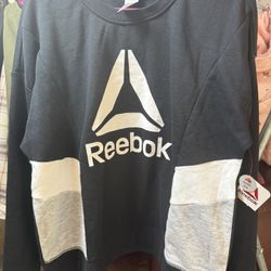 Reebok Women's Journey Long Sleeve French Terry Cropped Sweatshirt Size XL Black 117