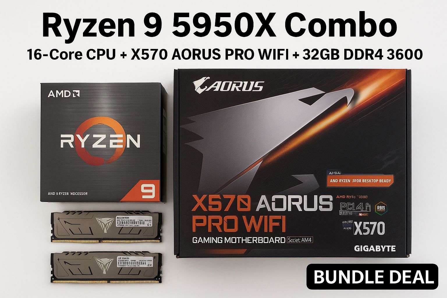 👉 Ryzen 9 5950X Combo | X570 AORUS PRO WIFI | 32GB DDR4 3600 | Gaming PC